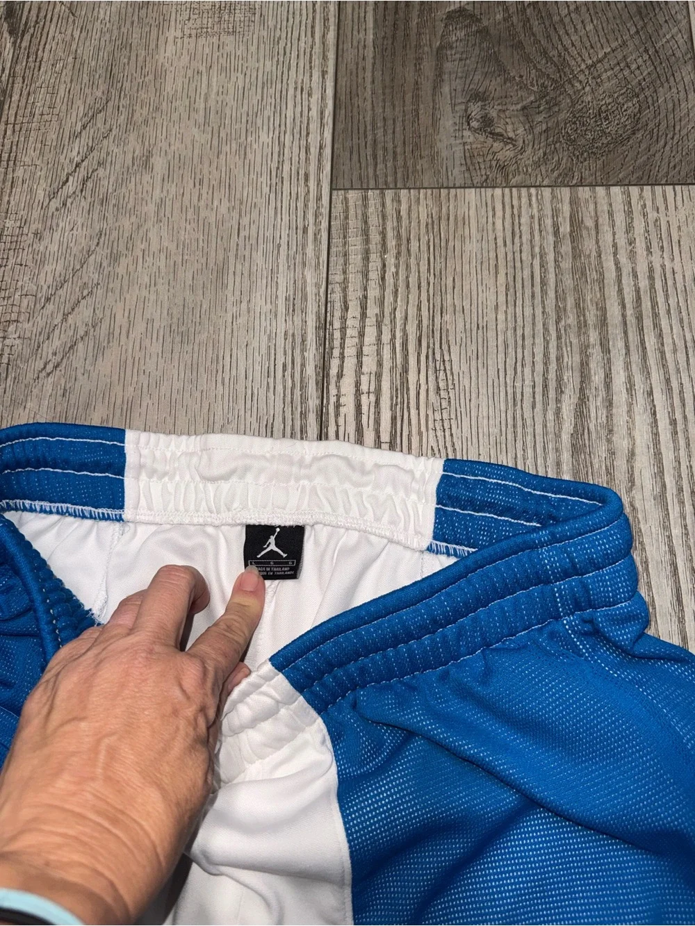 Vintage 90s Air Jordan white blue basketball pants joggers